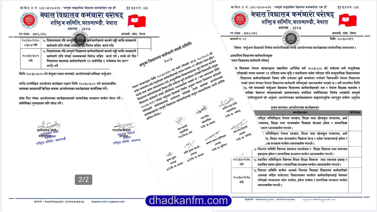 बजेटमा माग नसमेटिएपछि विद्यालय कर्मचारी आन्दोलित